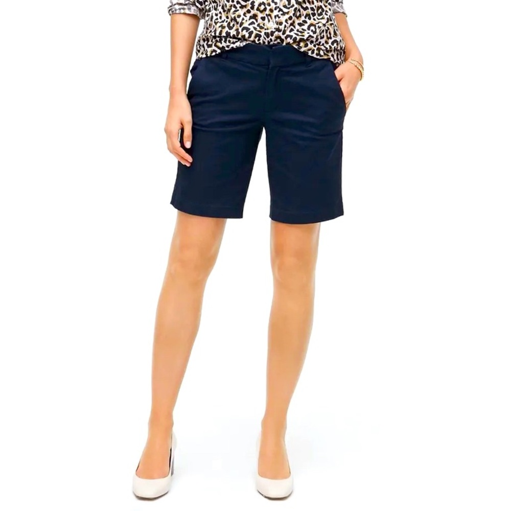 J Crew Frankie Bermuda Chino 9" Short in Black Stretch Cotton | Sz 8